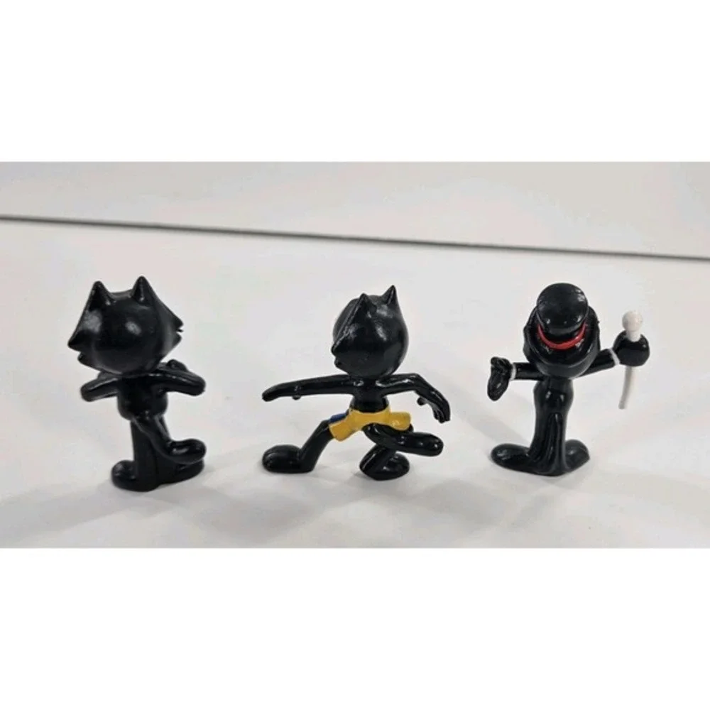 Lot of 3 Felix‎ the Cat PVC Figures by Applause 1989 Bow Tie Top Hat Shorts 2